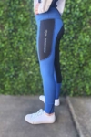 youth riding tights winter blue left side performa ride