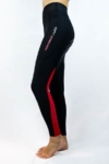 Colour Block Horse Riding Tights Red Colour Left Side Performa Ride