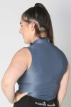 Glacier Sleeveless Slim Fit Equestrian Top Grey Back B Performa Ride