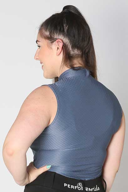 Glacier Sleeveless Slim Fit Equestrian Top Grey Back B Performa Ride