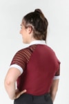 Lace Sleeve Equestrian Show Shirt Burgundy Back Left Performa Ride